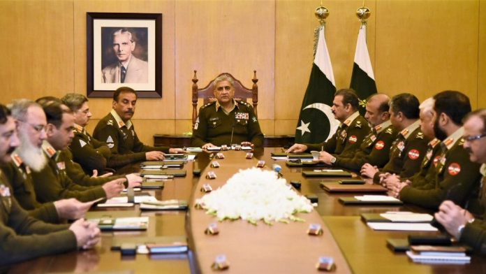Latest news on Pakistan | ThePrint File photo of Chief of Army Staff, General Qamar Javed holding a meeting with army officials | @OfficialDGISPR/Twitter