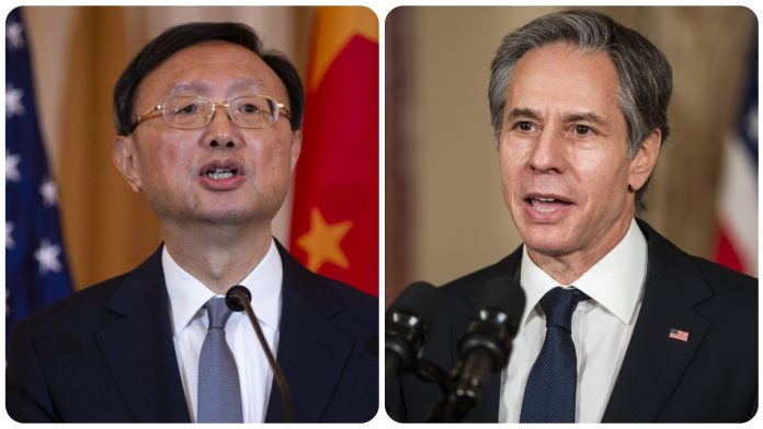 blinken China's Politburo member Yang Jiechi (L) and US Secretary of State Antony Blinken | Bloomberg photo